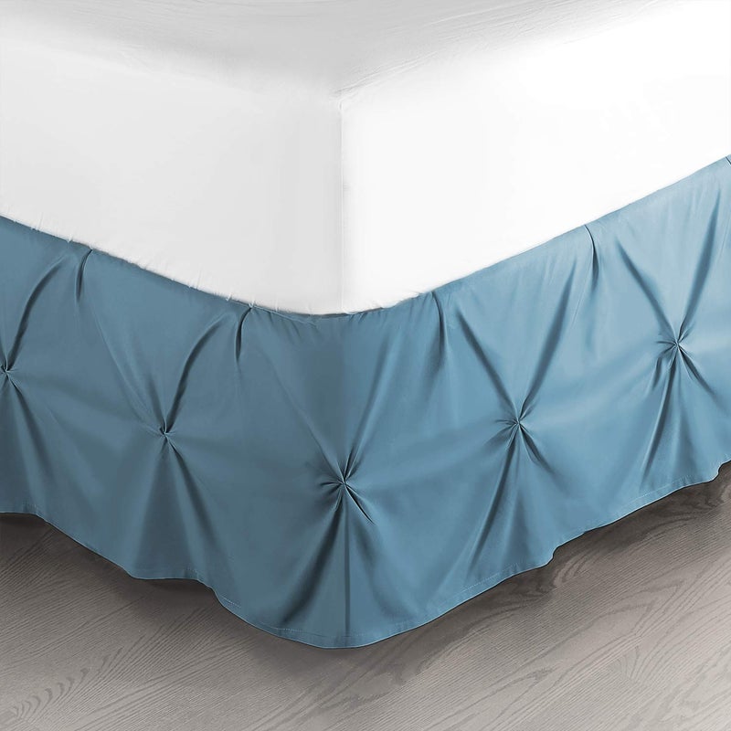 Nestl Nestl Blue Heaven Bed Skirt King Size Pinch Pleat King Bed Skirt 14 Inch Drop King Bedskirt Hotel Quality Blue Heaven Bed Skirts Microfiber Bedskirt for King Bed Blue Heaven King Size Bed Skirt 