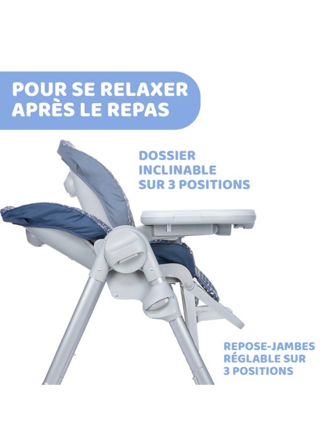 Chicco Polly Easy Highchair for 6 Months upto 3 Years, 3 Recline Positions, 7 Position Height Adjustment, Easy to Move, 4-Wheels with Brakes, Wide Comfortable Padded Seat, Easy to Clean and Wash, 3-Level Adjustable Footrest, Ultra Compact and Self-standing (Upto 15 Kgs, Pinguin Grey) - Image 4