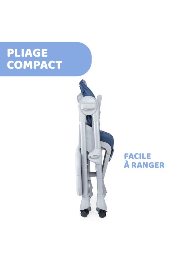 Chicco Polly Easy Highchair for 6 Months upto 3 Years, 3 Recline Positions, 7 Position Height Adjustment, Easy to Move, 4-Wheels with Brakes, Wide Comfortable Padded Seat, Easy to Clean and Wash, 3-Level Adjustable Footrest, Ultra Compact and Self-standing (Upto 15 Kgs, Pinguin Grey) - Image 3