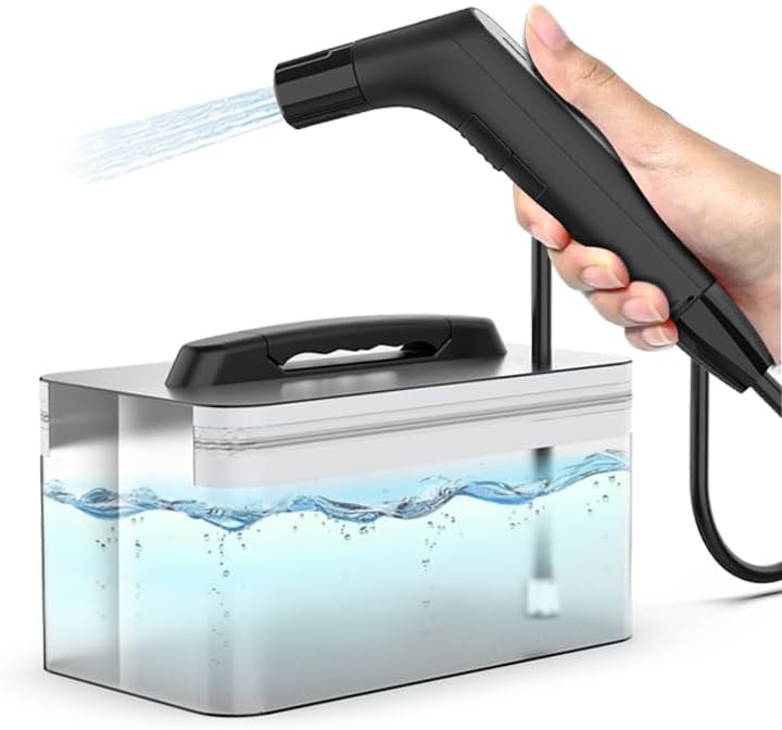 Anawnas Portable Electric Shattaf with 1.2m Hose and 2.3L Container - Rechargeable, Compact, and Versatile Personal Hygiene Solution for Travel, Home, Baby Care, Camping, and More (Black)… - Image 5