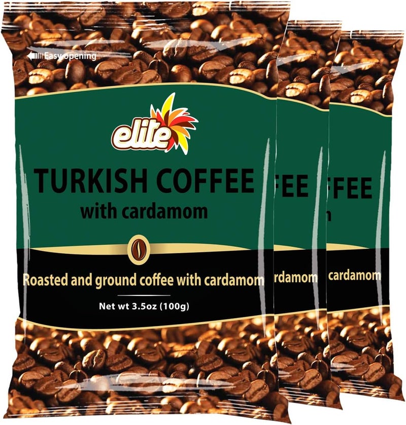Elite قهوة تركية إلت مع الهيل - 3.5 أونصة (عبوة من 3) - Image 1