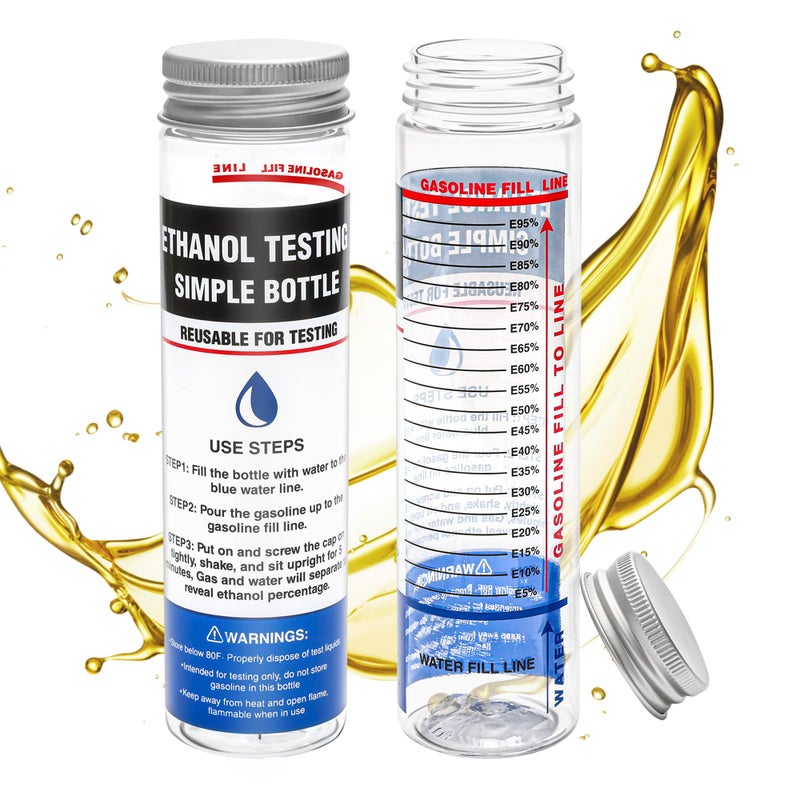 Windspeed 2 Pack e85 Ethanol Tester Bottle E85 Fuel Gasoline Octane Level Tester with Wide Mouth and Bold Markings Design Clear Results in Minutes