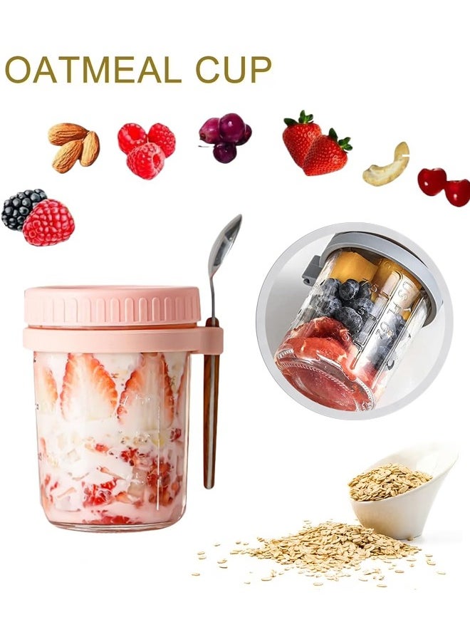 Aissiora Overnight Oats Containers with Lids and Spoons 10 Oz Glass Jars for Overnight Oats Leak Proof Oatmeal Container Great for Cereal Fruit Vegetable Milk Salad Yogurt Meal Prep  - Image 1