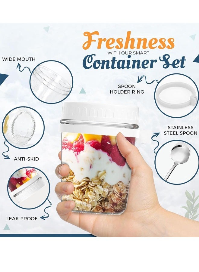 Aissiora Overnight Oats Containers with Lids and Spoons 10 Oz Glass Jars for Overnight Oats Leak Proof Oatmeal Container Great for Cereal Fruit Vegetable Milk Salad Yogurt Meal Prep  - Image 3