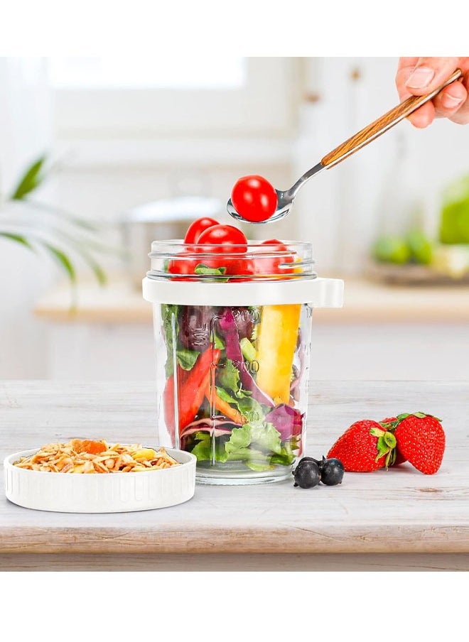 Overnight Oats Containers with Lids and Spoons 10 Oz Glass Jars for Overnight Oats Leak Proof Oatmeal Container Great for Cereal Fruit Vegetable Milk Salad Yogurt Meal Prep