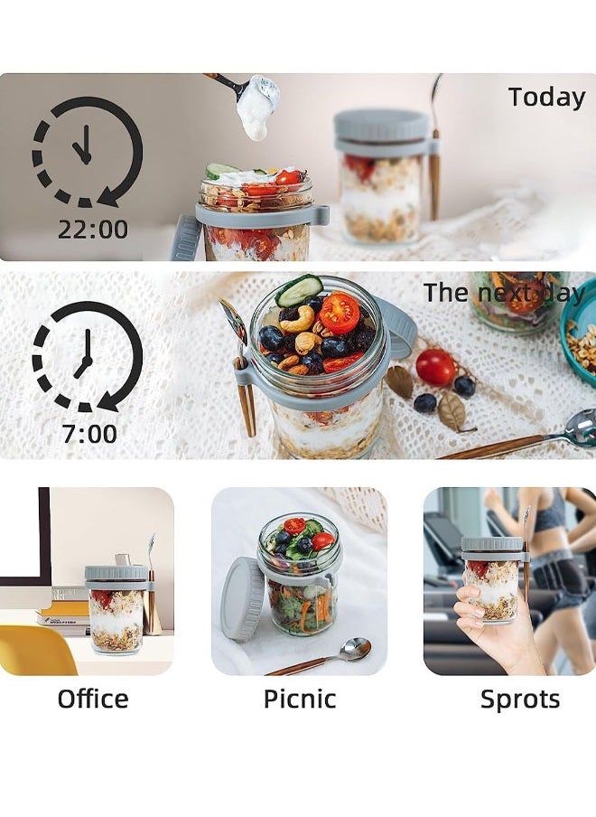 Aissiora Overnight Oats Containers with Lids and Spoons 10 Oz Glass Jars for Overnight Oats Leak Proof Oatmeal Container Great for Cereal Fruit Vegetable Milk Salad Yogurt Meal Prep  - Image 5