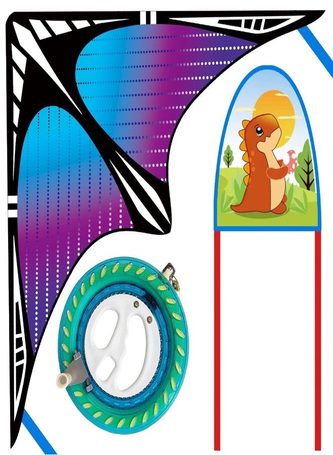FejoHify Large Delta Kite and Reel Winder and Thumb Ejection Kite Set, Easy to Fly - 7.1’’ Wheel with 650ft String for Kids and Adults, Single Line, Perfect for Beginners.(Blue) - Image 1