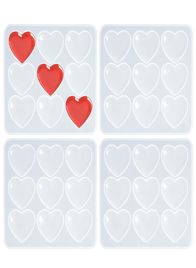 Yookat 4 Pieces Heart Resin Silicone Molds Epoxy Resin Heart Molds Silicone Heart Shaped Resin Molds for Valentines DIY Craft (4) - Image 1