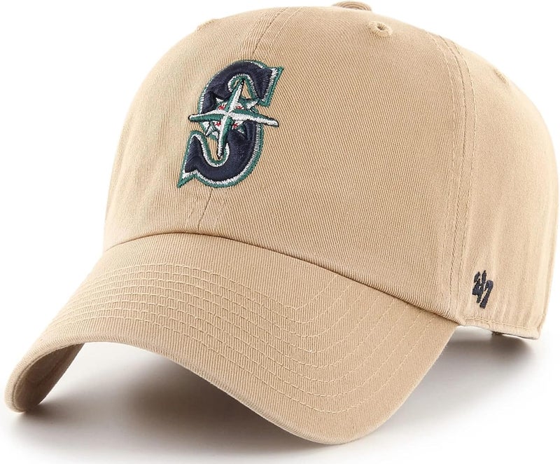 47 Brand MLB Khaki Primary Logo Clean Up Adjustable Strap Baseball Dad Hat Cap, Adult One Size Fits All - Image 1