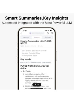 PLAUD PLAUD Note Al Voice Recorder - Advanced Audio Recording Device With Magnetic Case - Real-time transcriptions for 112 languages - Powered by GPT-4o (Black)  - Image 5
