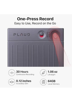 PLAUD PLAUD Note Al Voice Recorder - Advanced Audio Recording Device With Magnetic Case - Real-time transcriptions for 112 languages - Powered by GPT-4o (Black)  - Image 2