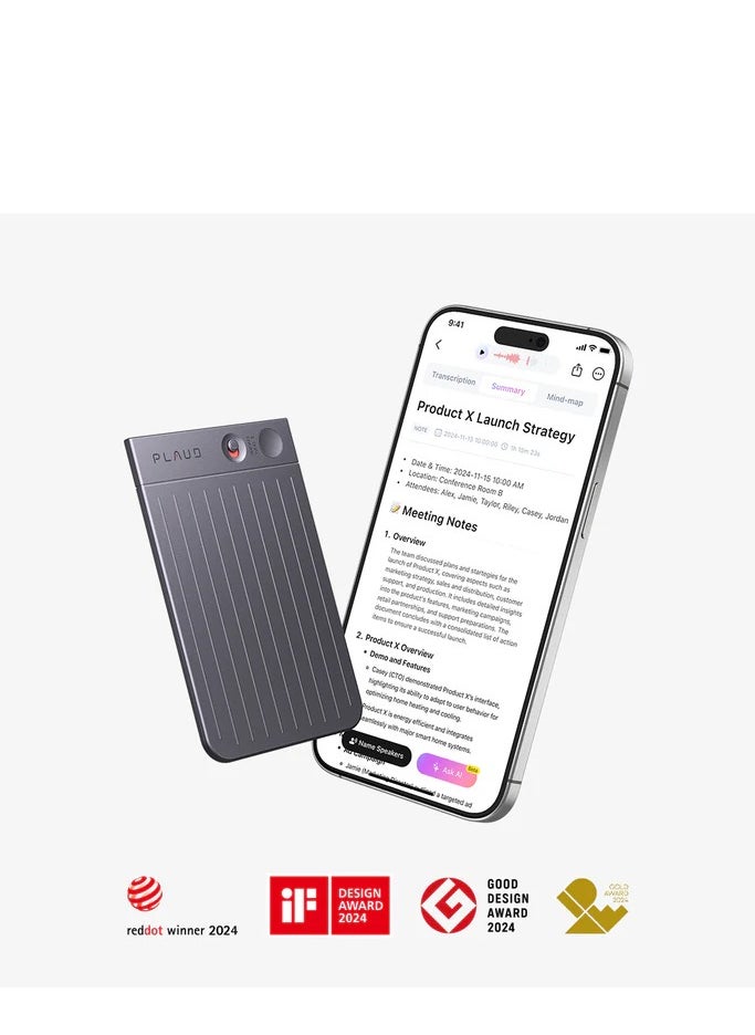 PLAUD PLAUD Note Al Voice Recorder - Advanced Audio Recording Device With Magnetic Case - Real-time transcriptions for 112 languages - Powered by GPT-4o (Black)  - Image 1