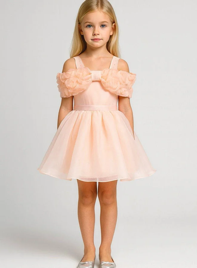 فيا بامبينو Blush Rosette Tulle Dress 3314