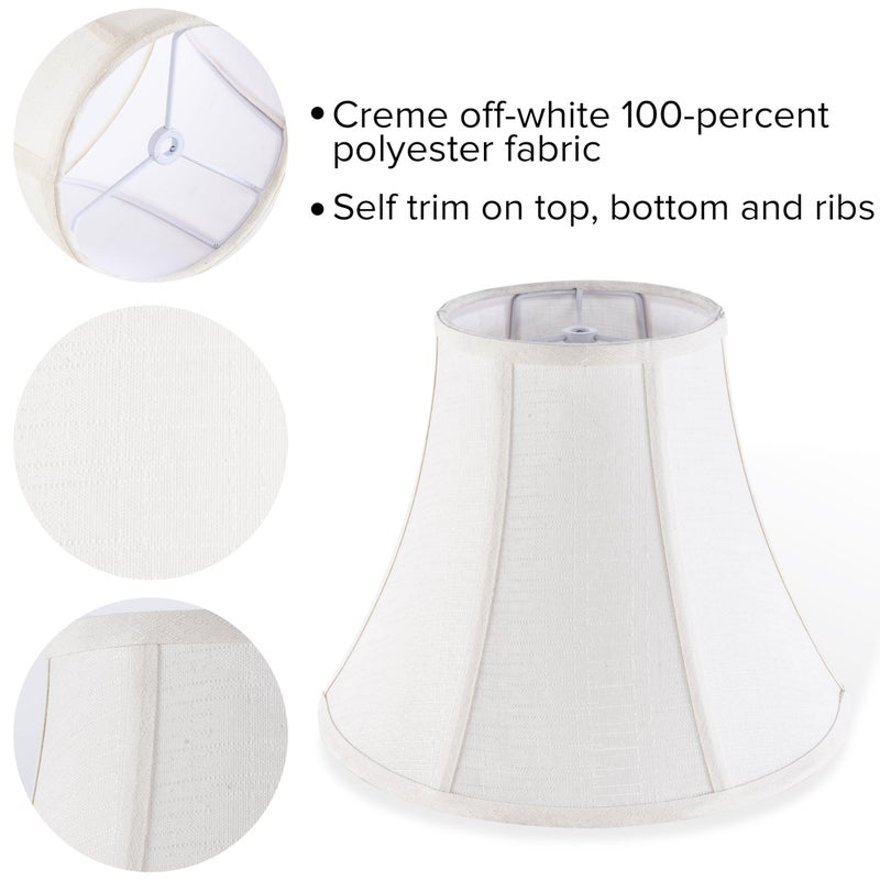 JERHOUS Creme White Bell Lamp Shades Set of 2 Medium Shade 6.7``Top x 13``Bottom x 10``High(Spider) Traditional Lampshade for Table & Bedside Lamp - Replacement Lampshades By JERHOUS - Image 2