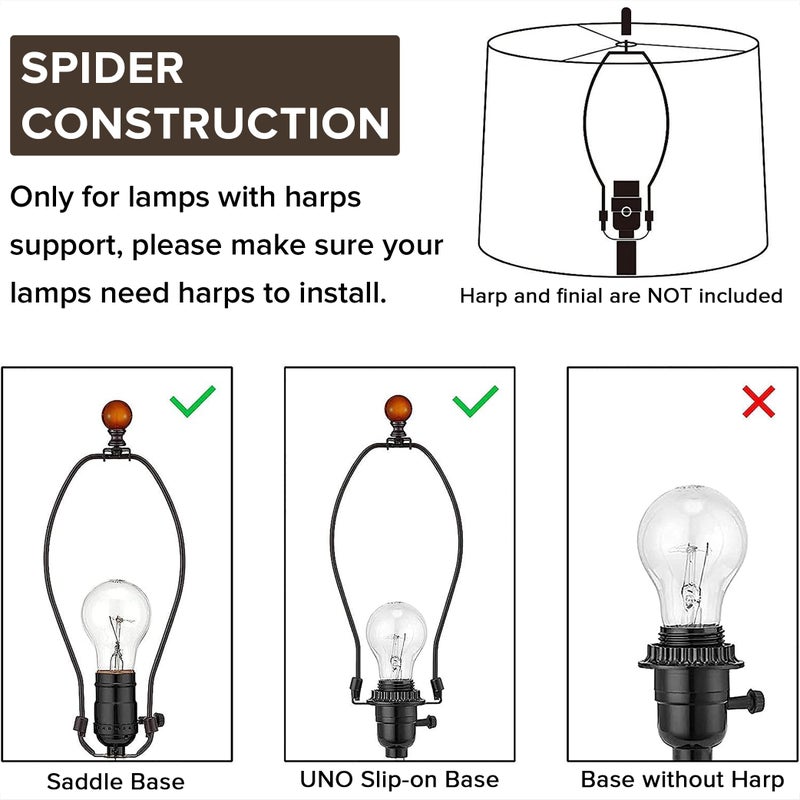 JERHOUS Creme White Bell Lamp Shades Set of 2 Medium Shade 6.7``Top x 13``Bottom x 10``High(Spider) Traditional Lampshade for Table & Bedside Lamp - Replacement Lampshades By JERHOUS - Image 3