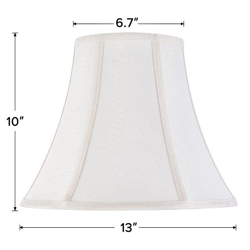 JERHOUS Creme White Bell Lamp Shades Set of 2 Medium Shade 6.7``Top x 13``Bottom x 10``High(Spider) Traditional Lampshade for Table & Bedside Lamp - Replacement Lampshades By JERHOUS - Image 4
