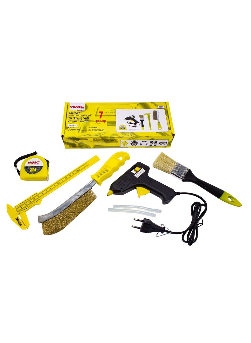 WMC TOOLS Tool Set for Electrician Glue Gun 10W Caliper Brush 7 Pieces