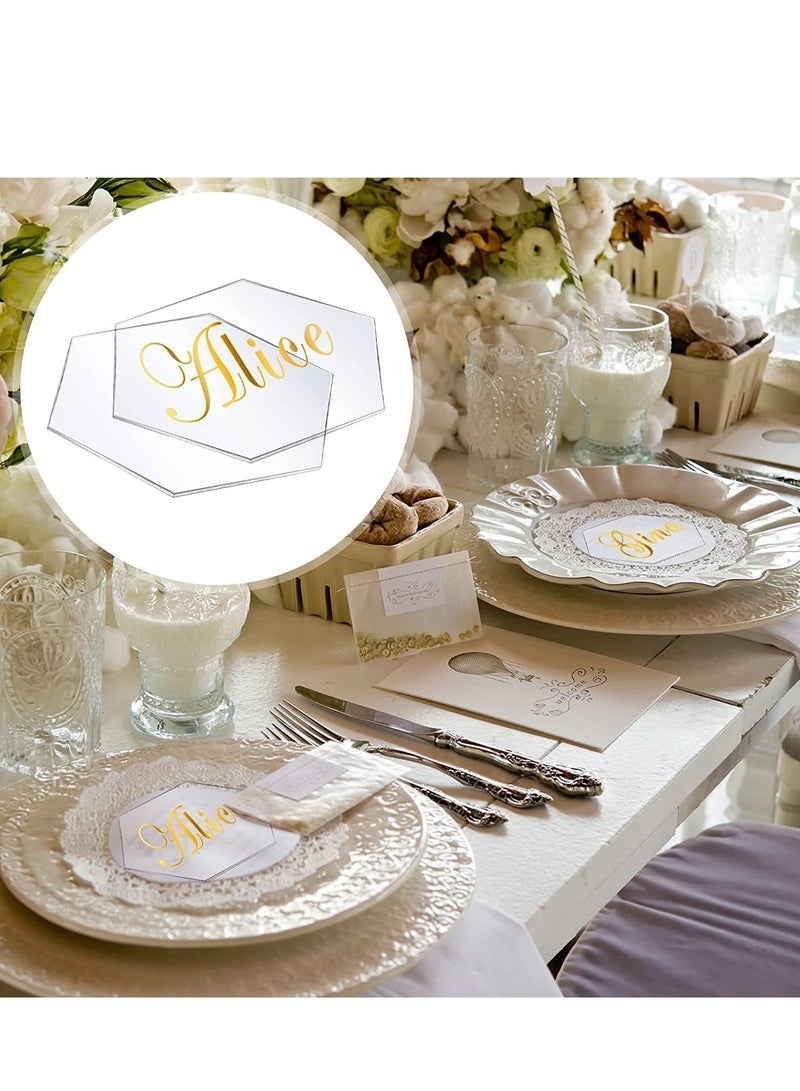 Zikra Clear Acrylic Place Cards 20 Pcs Hexagon Blank Plates Tiles Name Plate Seating Chart Escort Plastic Card Sign for Wedding DIY Table Setting Dinner Party - Image 3
