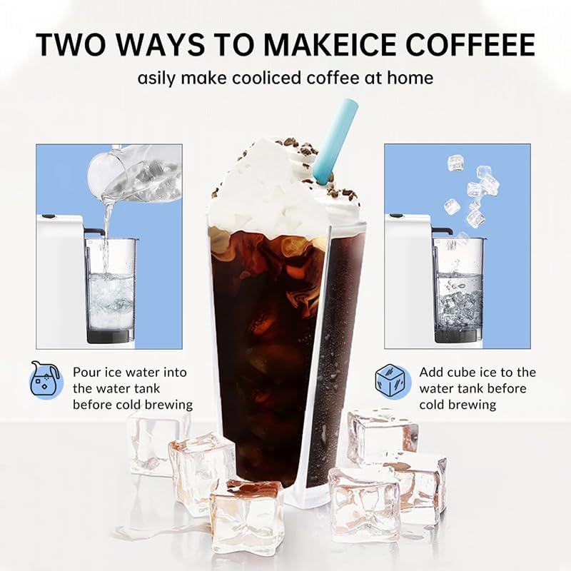Cafelffe MK-603 Capsule Coffee Machine, 19 Bar 4-in-1 Hot/Cold Espresso Maker, Compatible Nes*/DG* Pod/Coffee Powder, 220V Saudi Arabia Use, Fast Brew, Compact for Home/Office - Easy Clean,White - Image 4