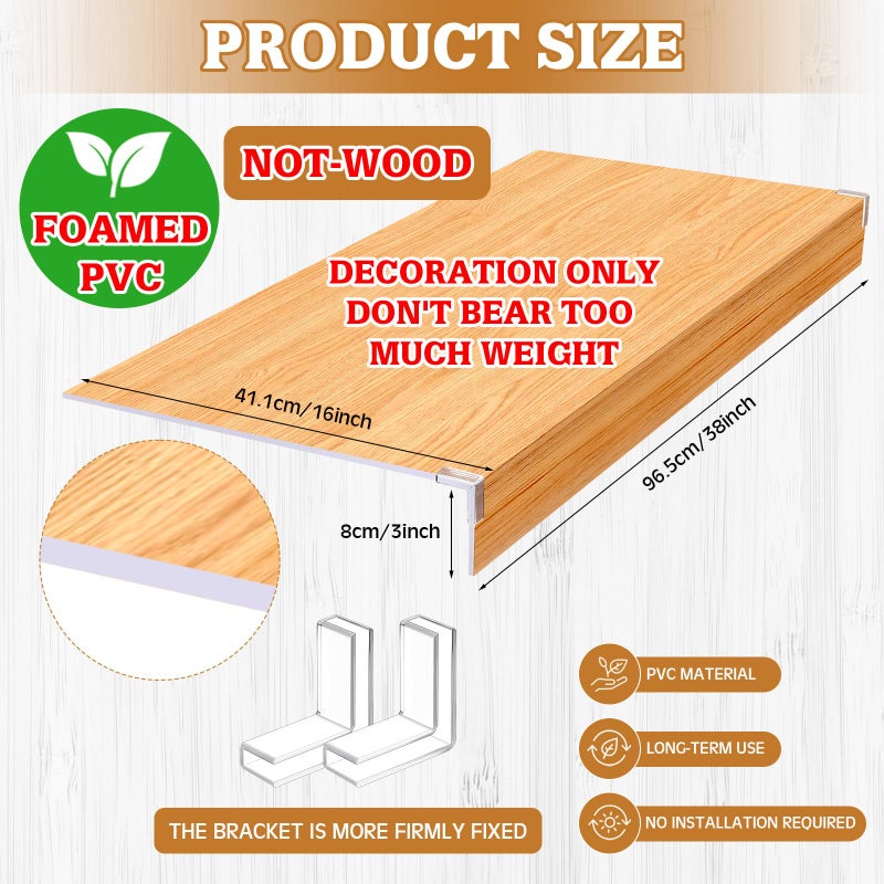 Hoolerry 5 Pcs Wire Shelf Covers Foamed PVC Wire Rack Covers for Removable Closet (Not Wood) Pantry Shelves for Cabinet Bathroom Kitchen Shelving Decoration(Wood Color,38x16inch) - Image 2