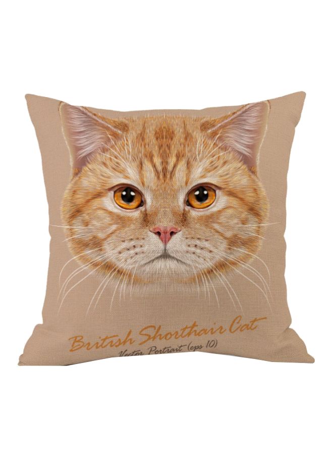 غطاء وسادة بطبعة قطة بني/أبيض/أسود 45x45سم