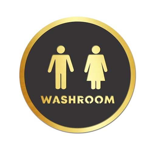 Goelite Acrylic Washroom Sign Board For Stores, Café, Hotel, Restaurant, Business, Shop Self-Adhesive And Waterproof Size : 6 Inch Set of 1 Sign Board (washroom) - Image 1