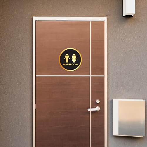 Goelite Acrylic Washroom Sign Board For Stores, Café, Hotel, Restaurant, Business, Shop Self-Adhesive And Waterproof Size : 6 Inch Set of 1 Sign Board (washroom) - Image 2