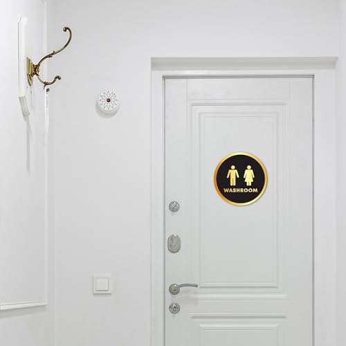 Goelite Acrylic Washroom Sign Board For Stores, Café, Hotel, Restaurant, Business, Shop Self-Adhesive And Waterproof Size : 6 Inch Set of 1 Sign Board (washroom) - Image 3