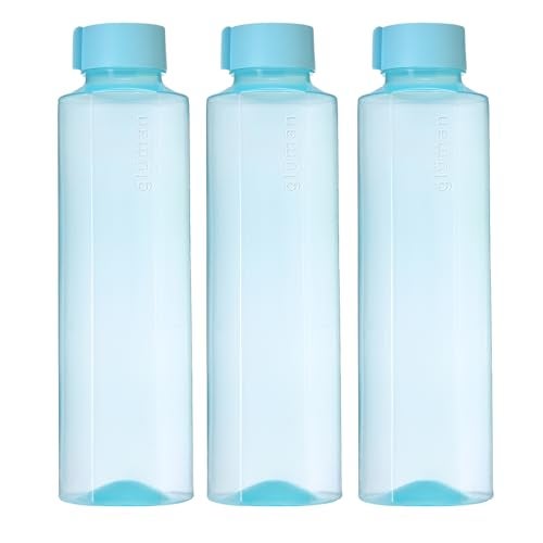 Gluman Fresco Fridge Water Bottle | SET OF 3 | BPA Free | 100% Leak Proof | Office Bottle | Gym Bottle | Home | Kitchen (Sky Bue) - Image 1