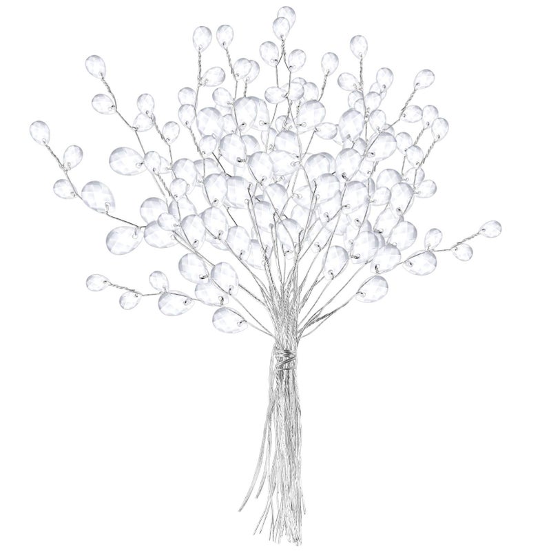 Vosarea VOSAREA 50 Stems Artificial Bouquets Acrylic Bead Drops Flower Branches Bead Sprays for Wedding DIY Crafts (White  17cm) - Image 1