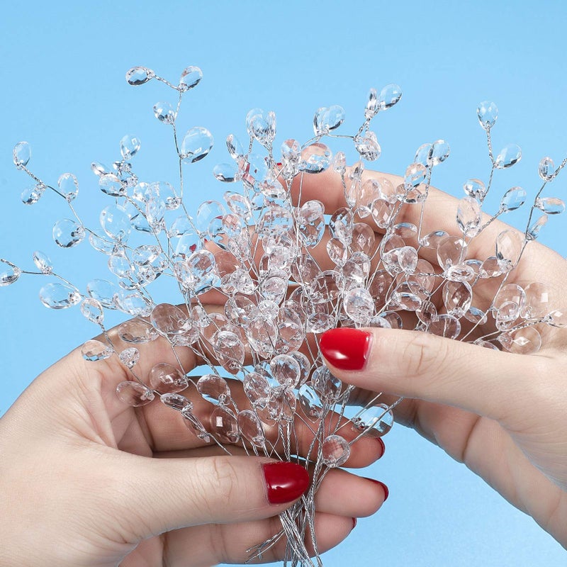 Vosarea VOSAREA 50 Stems Artificial Bouquets Acrylic Bead Drops Flower Branches Bead Sprays for Wedding DIY Crafts (White  17cm) - Image 2