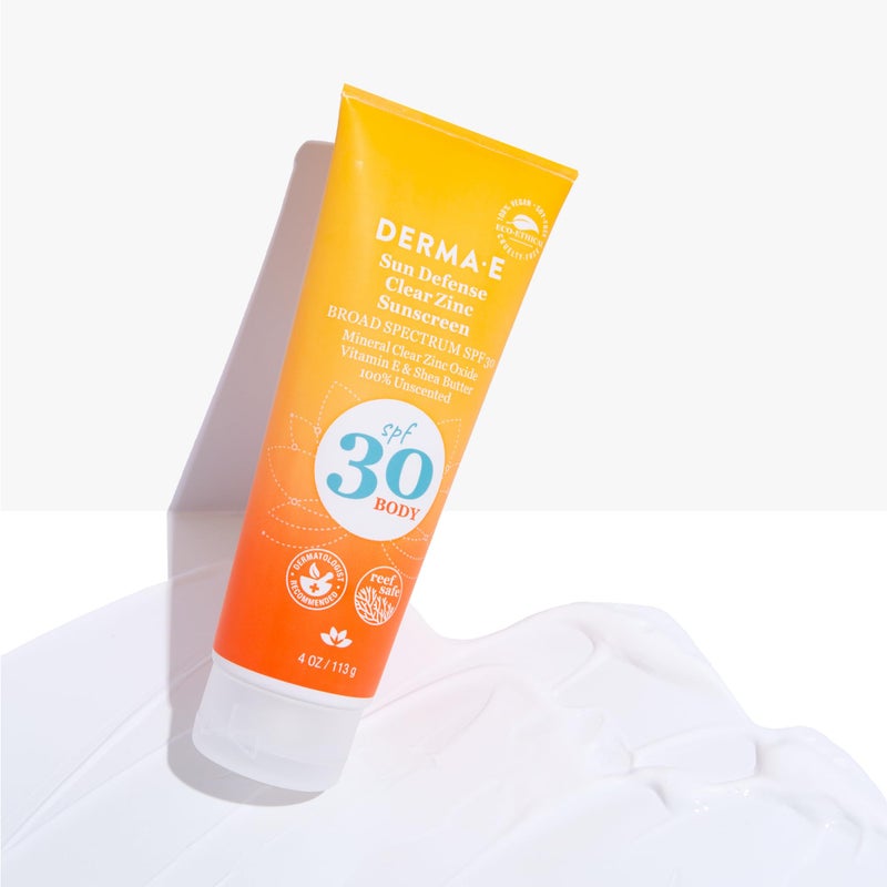 derma-e DERMA E Sun Defense Mineral Sunscreen SPF 30 Body â€“ Broad Spectrum Sun Cream â€“ Fragrance Free Zinc Oxide and Titanium Dioxide Aging Reducing Protection, 4 Oz - Image 5