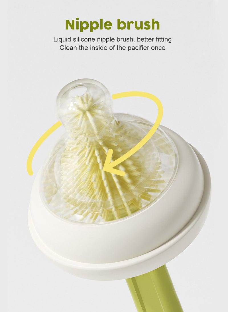 أوربازار فرشاة تنظيف زجاجات الرضاعة من السيليكون، فرشاة تنظيف حلمة الرضاعة خالية من مادة BPA مع حامل (أخضر) - Image 4