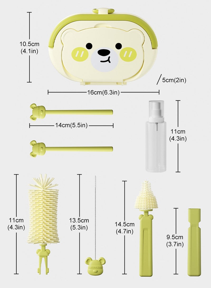 أوربازار فرشاة تنظيف زجاجات الرضاعة من السيليكون، فرشاة تنظيف حلمة الرضاعة خالية من مادة BPA مع حامل (أخضر) - Image 2