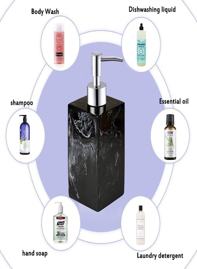 AKDC Soap Dispenser For Bathroom Kitchen Countertop Lotion & Liquid Dispenser Soap Bottle Ceramic Soap Pump Marble Hand Soap Dispenser17 Oz Black - Image 3