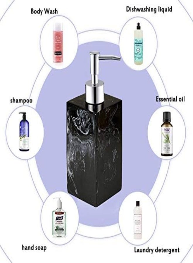 AKDC Soap Dispenser For Bathroom Kitchen Countertop Lotion & Liquid Dispenser Soap Bottle Ceramic Soap Pump Marble Hand Soap Dispenser17 Oz Black - Image 2
