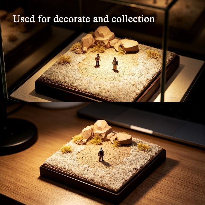 Fremego Desert Terrain Miniature Display Diorama Base for Diorama Supplies | Realistic Wilderness Terrain Stand Pre-Assembled Scene Display Platform for Miniature Figures Decoration Hobby Display DIY - Image 3
