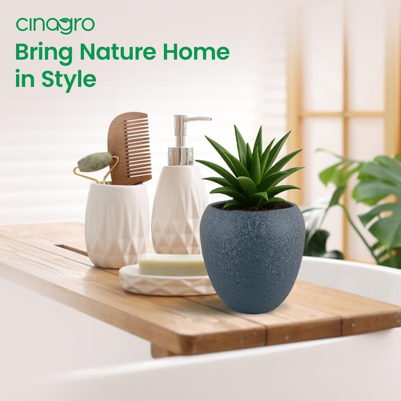 CINAGRO Metal Planter Pot with Stand for Indoor Plants, Round Decorative Flower Pot, Rust-Resistant, Modern Plant Holder for Home, Balcony, Office (13.9 x 12.7 cm, Shadow Husk) - Image 5