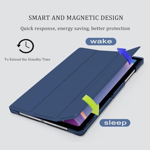 ProElite غطاء برو إليت لجهاز سامسونج جالكسي تاب A11 بلس 11 بوصة، غطاء ذكي قابل للطي لجهاز سامسونج جالكسي تاب A11+ 11" خلفية شفافة مع قلم ستايلس، أزرق داكن - Image 2