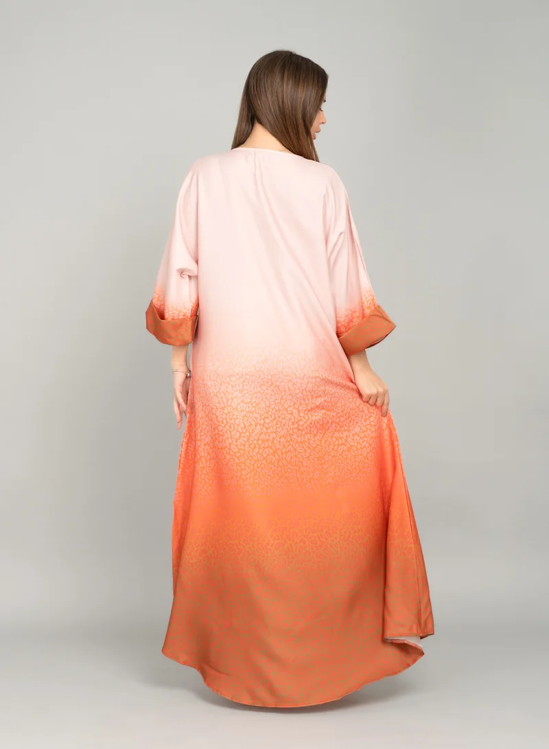 IKKXA Printed Multicolour Jalabiya CJ1046 Orange