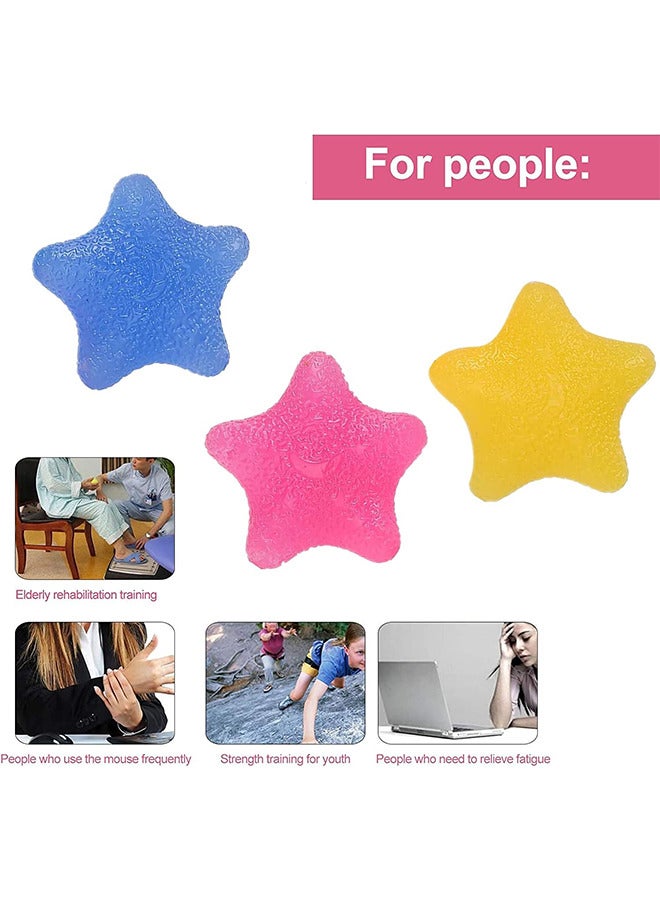 كرة تقوية قبضة تمرين اليد ، كرات إجهاد على شكل خمس نجوم ، ألعاب ضغط سيليكون ، مدرب قوة قبضة اليد للبالغين الأطفال كبار السن ، 3 ألوان ، مجموعة من 3 - Image 4