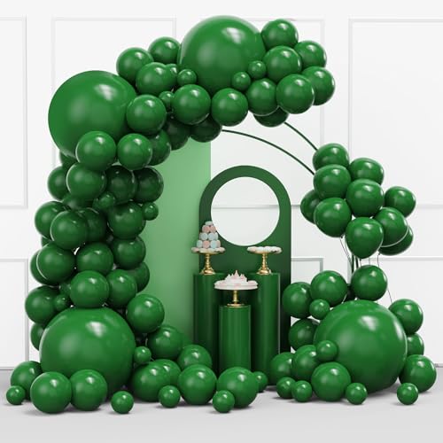 YMSZ Green Balloons Garland Arch kit 114pcs Dark Green Latex Balloon with Different Sizes for Birthday Graduation Christmas St Patricks Day Summer Jungle Forest Party Decorations - Image 1
