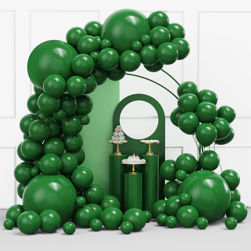 YMSZ Green Balloons Garland Arch kit 114pcs Dark Green Latex Balloon with Different Sizes for Birthday Graduation Christmas St Patricks Day Summer Jungle Forest Party Decorations - Image 3