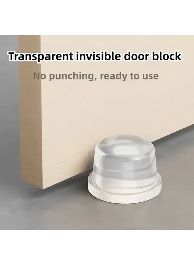 4pcs Transparent Thickened Silicone Under Door Stopper Non Drilling Home Office - Image 1