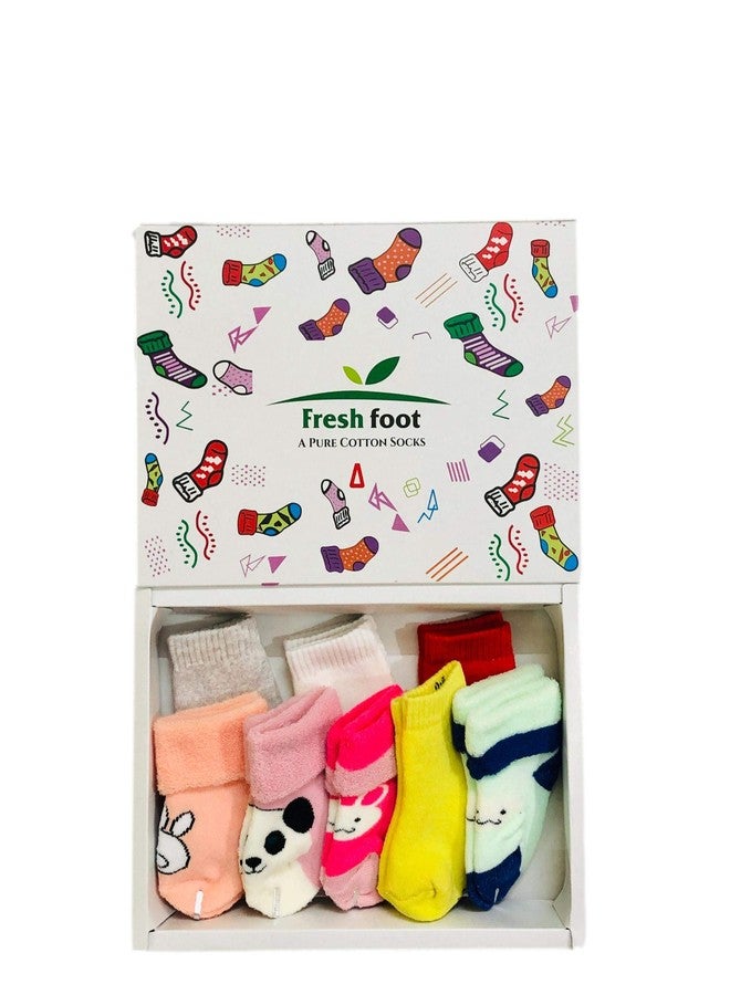 Freshfoot Cute and Colourful Organic Combed Cotton New Born baby socks set 0-6 Months with Gift Box (8) - Image 2