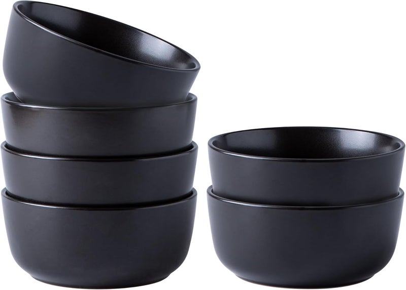 AmorArc Stoneware Cereal Bowls Set of 6, 26oz Soup Bowls Set for Cereal Soup Snacks, Modern Kitchen bowls for Meal, Dishwasher &Microwave Safe, Matte Black - Image 1