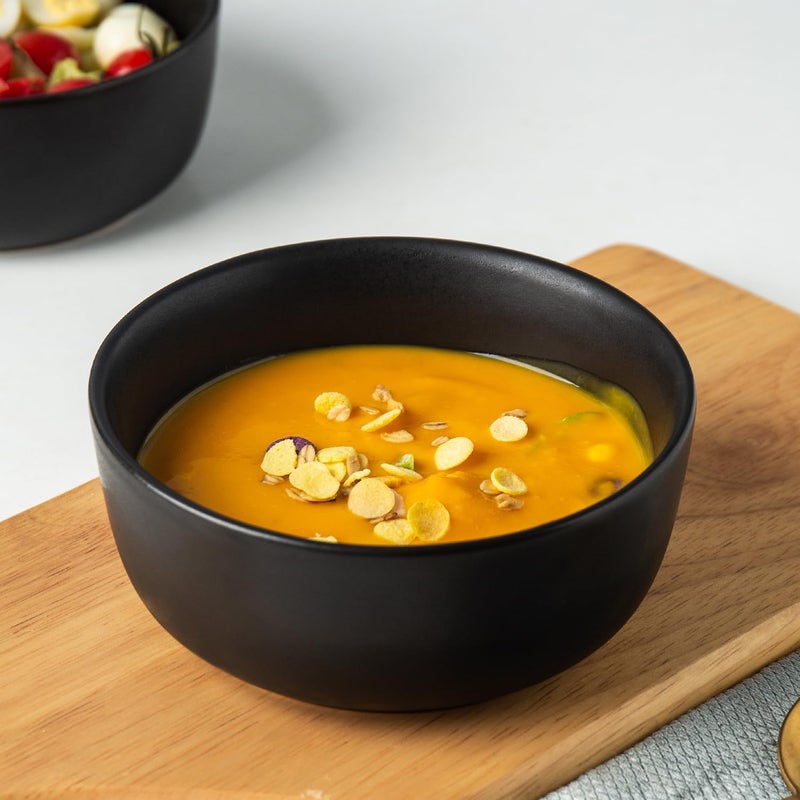 AmorArc Stoneware Cereal Bowls Set of 6, 26oz Soup Bowls Set for Cereal Soup Snacks, Modern Kitchen bowls for Meal, Dishwasher &Microwave Safe, Matte Black - Image 3
