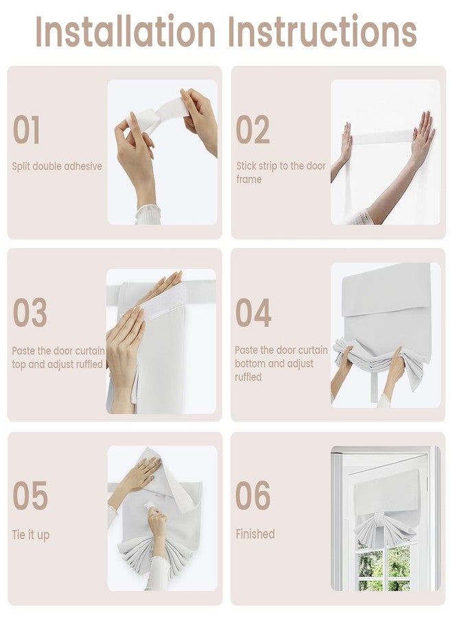 Vatge White Curtain for Small Door - Elegant French Door Curtains for Privacy Easy Installation Door Panels Room Darkening Door Window Coverings, 1 Panel, W26 x L20, Greyish White - Image 3