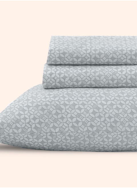 Morano Sofia Bedsheet Set, Microfiber Material with a Cotton-Like Touch for a Soft and Breathable Feel, Ideal for Double Beds, Measuring 240 x 260 CM, Includes Pillowcases (Cove-Silver)