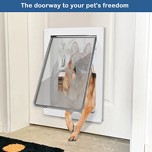 CEESC Large Dog Door for Pets Up to 100 lb, Weatherproof Pet Door for Cats and Dogs, Durable, Snap-in Closing Panel Included, Suitable for Interior and Exterior Doors (Large, White) - Image 5